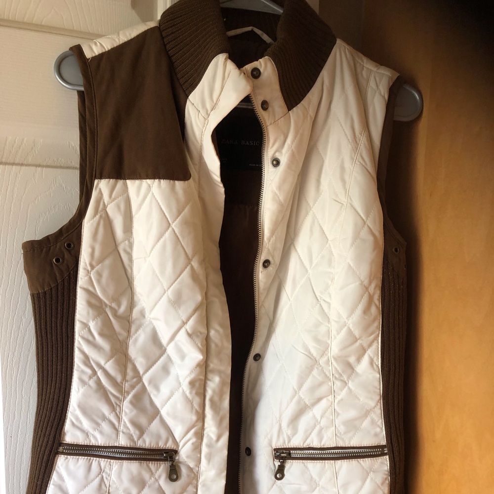 Women's Quilted Vest - White and Brown